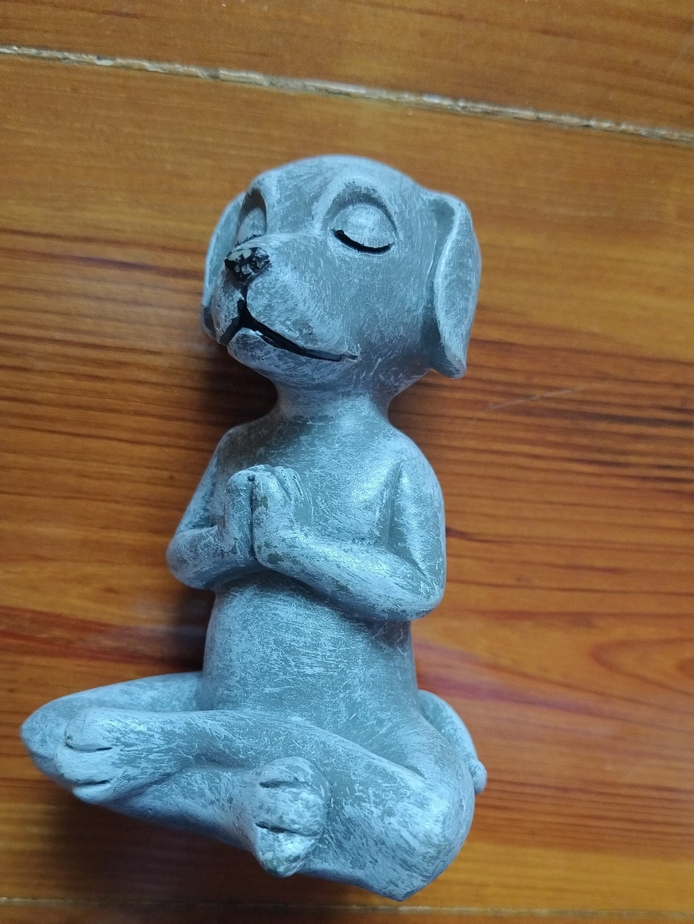 Meditating Dog Statue - Gray Decorative Dog Figurine for Pets Lovers